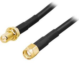 Antennkabel, RP-SMA hane - RP-SMA hona, 5m, svart