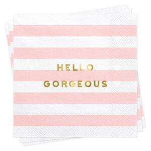 Engångsartiklar - Ljusrosa / Guld, Servetter (20-pack)