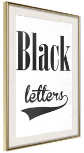 Inramad Poster / Tavla - Black Lettering - 30x45 Svart ram