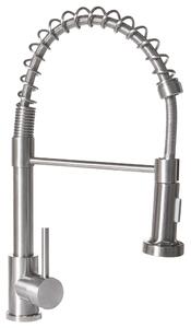 Köksblandare Silver Rostfritt Stål Utdragbar Spiralpip Spray Funktion Flexibel Slang Industriell Design Enkel Spak Yta Beliani