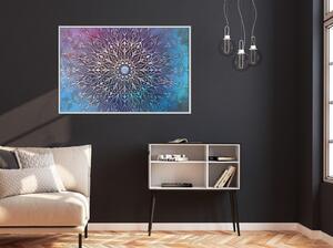 Inramad Poster / Tavla - Blue and Pink Mandala - 30x20 Guldram
