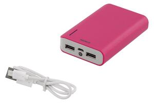 DELTACO Power bank, 6000mAh, 2xUSB Typ a ho 5V 2A, ficklampa, rosa