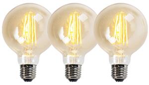 Uppsättning av 3 E27 dimbara LED-glödlampor goldline G95 5W 450LM 2200K