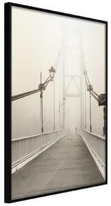 Inramad Poster / Tavla - Bridge Disappearing into Fog - 20x30 Vit ram