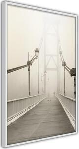 Inramad Poster / Tavla - Bridge Disappearing into Fog - 20x30 Svart ram