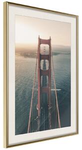 Inramad Poster / Tavla - Bridge in San Francisco I - 20x30 Guldram med passepartout