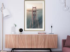 Inramad Poster / Tavla - Bridge in San Francisco I - 20x30 Svart ram med passepartout