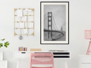 Inramad Poster / Tavla - Bridge in San Francisco II - 20x30 Guldram med passepartout
