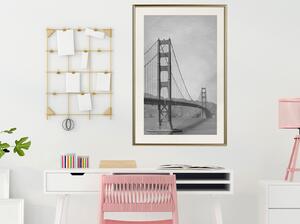 Inramad Poster / Tavla - Bridge in San Francisco II - 20x30 Svart ram med passepartout
