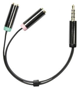 DELTACO, 3,5mm hane till 3,5mm mikrofon och stereo hona, 0,1m, svar