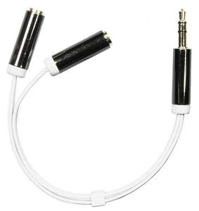 DELTACO 3,5mm hane till 2x3,5mm hona, 0,1m, vit