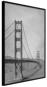 Inramad Poster / Tavla - Bridge in San Francisco II - 30x45 Svart ram