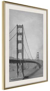 Inramad Poster / Tavla - Bridge in San Francisco II - 20x30 Svart ram med passepartout