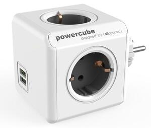 Powercube grenuttag med 4 uttag + 2 USB
