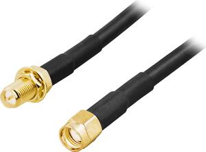 DELTACO antennkabel, RP-SMA hane - RP-SMA hona, 2m