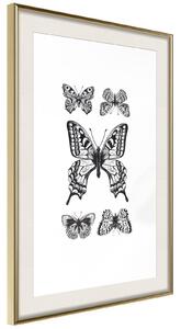 Inramad Poster / Tavla - Butterfly Collection IV - 20x30 Guldram med passepartout