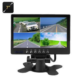 7" LCD Bilskärm, 800x400, Solskydd, 4st video in, Split video view
