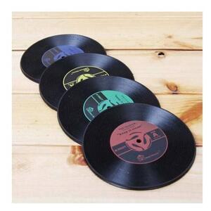 2-pack underlägg i retrostil, vinylskiva