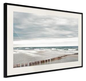 Inramad Poster / Tavla - Chilly Morning at the Seaside - 30x20 Svart ram