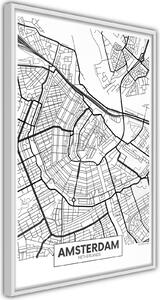 Inramad Poster / Tavla - City map: Amsterdam - 20x30 Svart ram