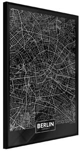 Inramad Poster / Tavla - City Map: Berlin (Dark) - 40x60 Svart ram