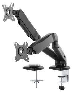 DELTACO, Dual desk, gas spring,17"-32", 2-9kg,75x75-100x100,black
