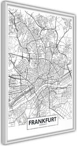 Inramad Poster / Tavla - City map: Frankfurt - 40x60 Guldram med passepartout