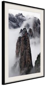 Inramad Poster / Tavla - Clouds Pierced by Mountain Peaks - 20x30 Svart ram