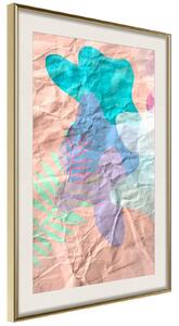 Inramad Poster / Tavla - Colourful Camouflage (Peach) - 20x30 Svart ram med passepartout