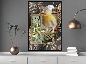 Inramad Poster / Tavla - Composition with Gold Parrot - 20x30 Guldram med passepartout