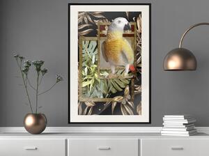 Inramad Poster / Tavla - Composition with Gold Parrot - 30x45 Guldram