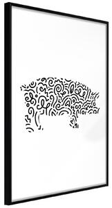 Inramad Poster / Tavla - Curly Pig - 40x60 Svart ram med passepartout