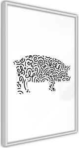 Inramad Poster / Tavla - Curly Pig - 30x45 Svart ram med passepartout