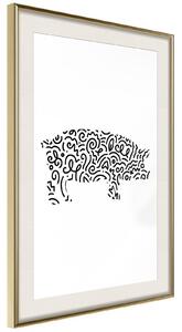 Inramad Poster / Tavla - Curly Pig - 40x60 Svart ram med passepartout