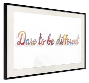 Inramad Poster / Tavla - Dare to Be Yourself - 30x20 Guldram med passepartout