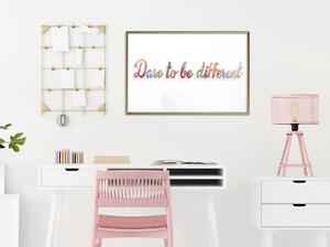 Inramad Poster / Tavla - Dare to Be Yourself - 30x20 Guldram med passepartout