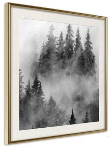 Inramad Poster / Tavla - Dark Landscape - 50x50 Guldram