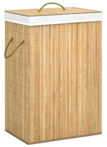 Tvättkorg bambu med 2 sektioner 72 L