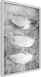 Inramad Poster / Tavla - Delicate Feathers - 30x45 Svart ram med passepartout