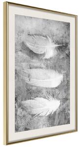 Inramad Poster / Tavla - Delicate Feathers - 30x45 Guldram