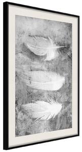 Inramad Poster / Tavla - Delicate Feathers - 30x45 Svart ram med passepartout