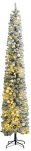 Smal plastgran 300 LEDs & kulor & snö 270 cm