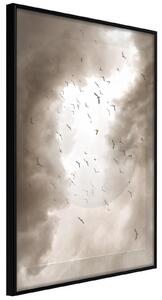Inramad Poster / Tavla - Disturbed Flight - 40x60 Guldram