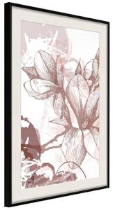 Inramad Poster / Tavla - Drawn Flower - 40x60 Svart ram med passepartout