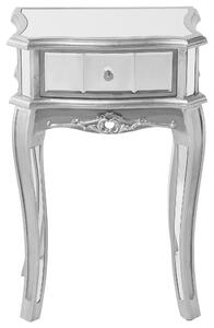 Speglat Sidobord Silver 1 Låda Sjaskig Chic Fransk Design Beliani