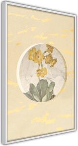 Inramad Poster / Tavla - Flowers and Marble - 20x30 Svart ram med passepartout