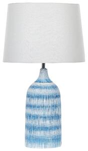 Bordslampa Blå Keramik Bas 66 cm Vit Tygskärm Klassisk Nattlampa Beliani