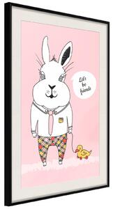 Inramad Poster / Tavla - Friendly Bunny - 20x30 Svart ram med passepartout