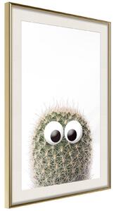 Inramad Poster / Tavla - Funny Cactus II - 30x45 Guldram med passepartout