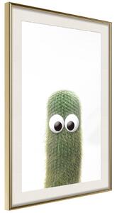 Inramad Poster / Tavla - Funny Cactus IV - 30x45 Guldram